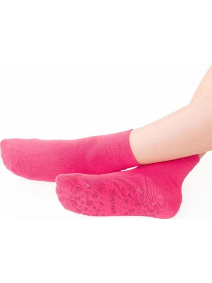 Tmavoružové protišmykové ponožky pre dievčatá Art.164