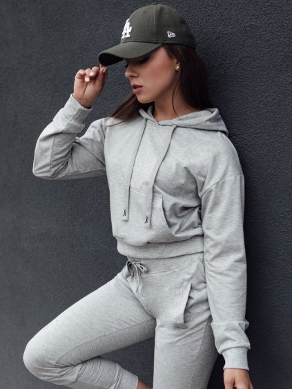 Svetlosivá crop mikina s kapucňou TRENDHOOD