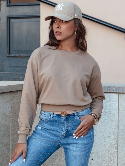 Béžová dámska basic mikina CASUALVIBE
