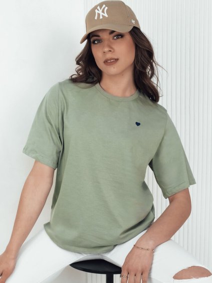 Khaki dámske tričko s krátkym rukávom MILOV