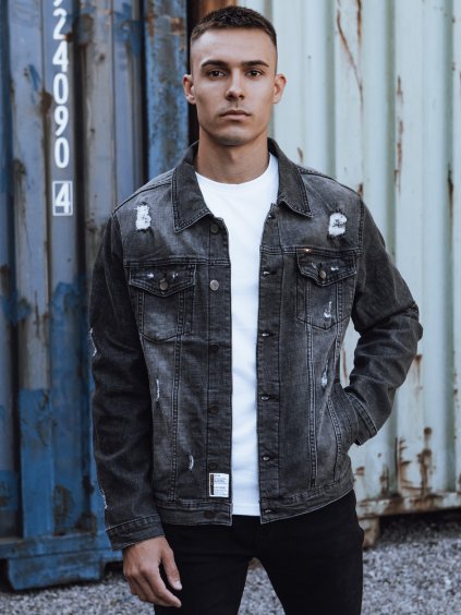 Tmavosivá pánska džínsová bunda