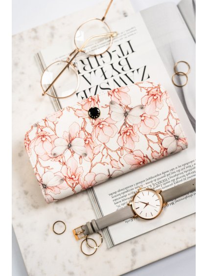 Peterson biela elegantná dámska peňaženka s kvetinovým vzoromY697