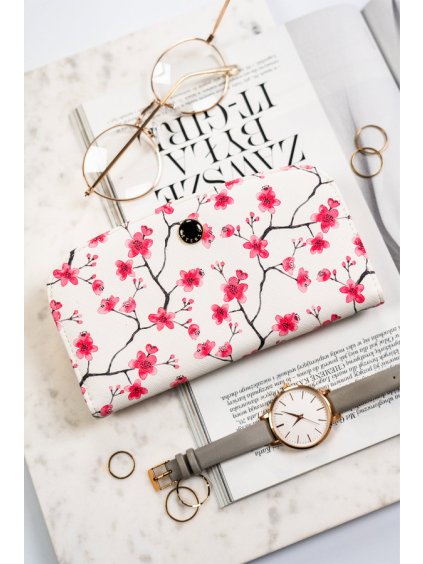 Peterson biela elegantná dámska peňaženka s kvetinami Y695