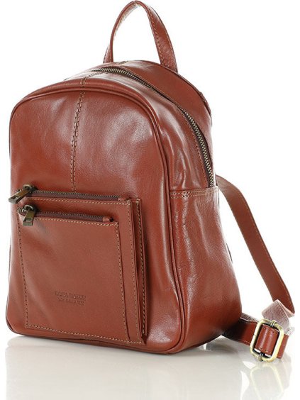 MARCO MAZZINI Hnedý malý kožený batoh s vreckami