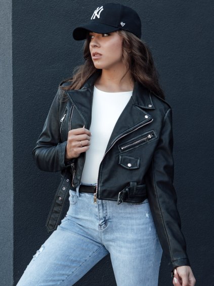 Čierna koženková bunda PALIGOR