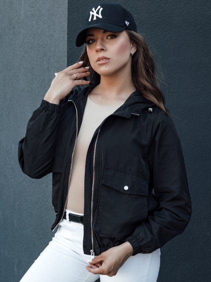 Čierna dámska prechodná bunda s kapucňou BELIJ