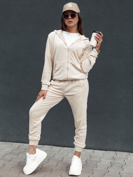 Smotanová velúrová tepláková súprava VELCOMFY