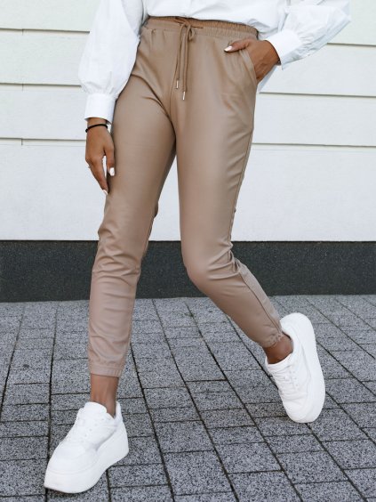 Béžové koženkové nohavice BRIAL