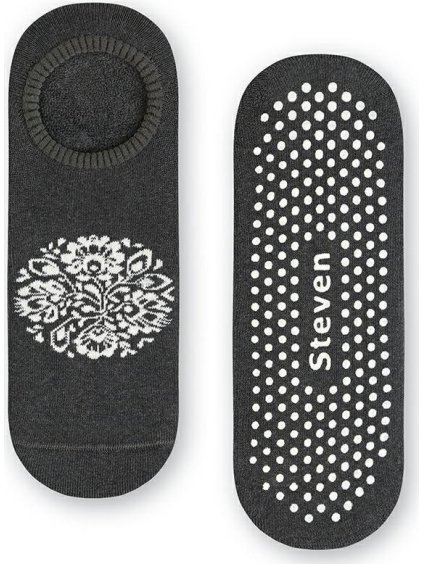 Tmavosivé dámske protišmykové ponožky - mandala Art.132