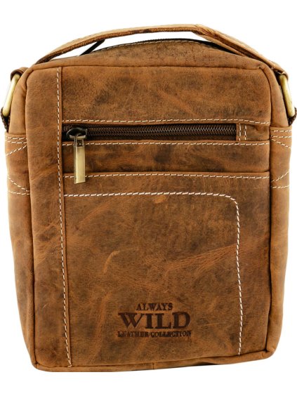 Always Wild Hnedá kožená pánska taška cez rameno