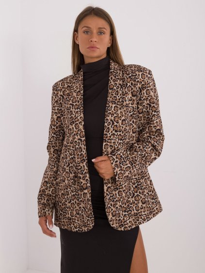 Čierno-béžové oversize sako s leopardím vzorom