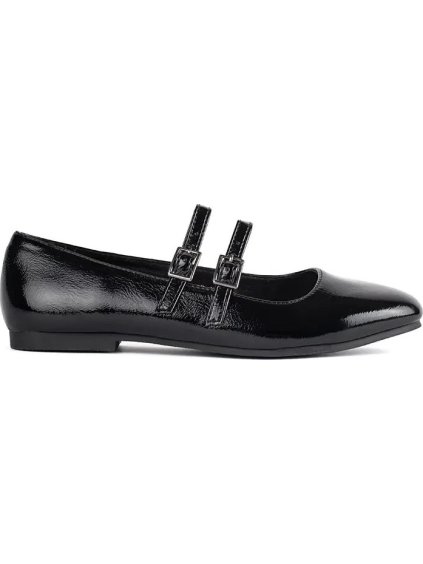 Čierne lakované baleríny so zapínaním