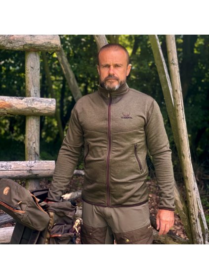 Pánska poľovnícka khaki mikina na zips