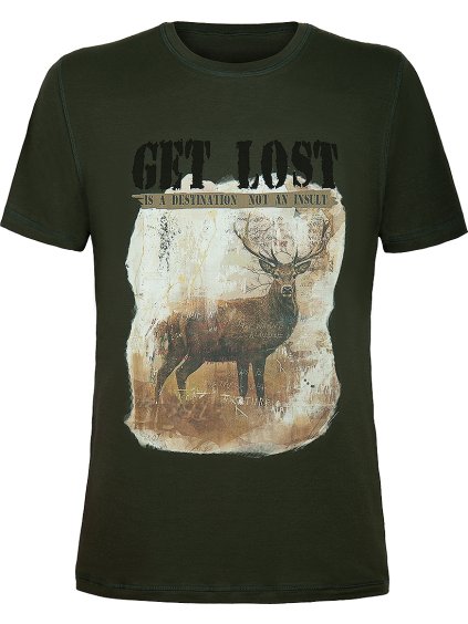 Pánske khaki tričko s krátkym rukávom a potlačou "Get lost"