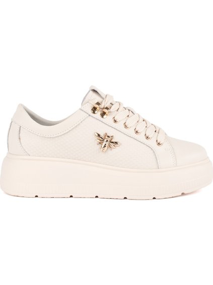 Smotanové kožené sneakersy na platforme