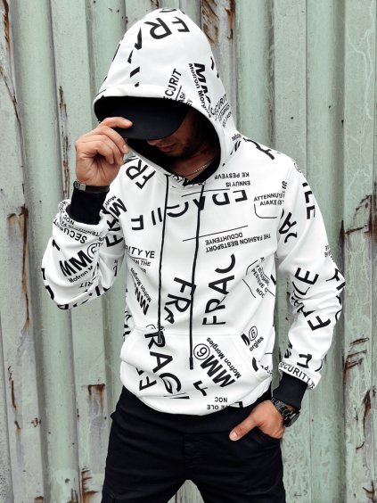 Biela pánska mikina s potlačou