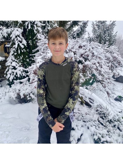 Chlapčenské khaki tričko s dlhými rukávmi