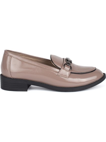 Lakované béžové mokasíny dámske