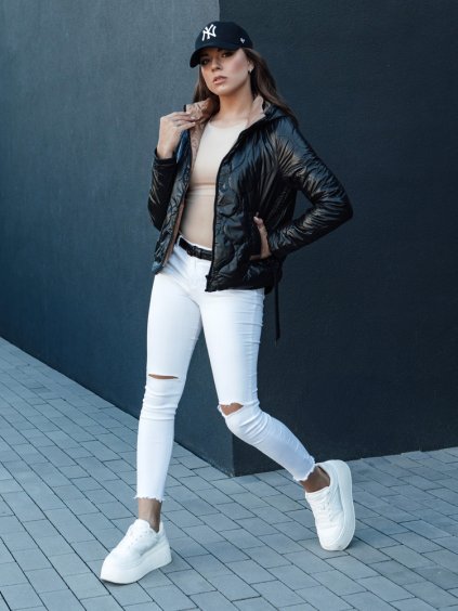 Čierna lesklá prešívaná bunda MAXWELL