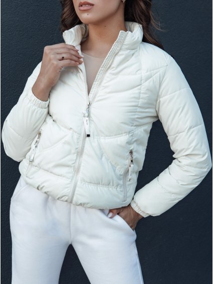 Dámska ecru prešívaná bunda so stojačikom SALECA