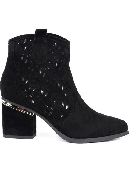 Čierne dierkované dámske kovbojské topánky