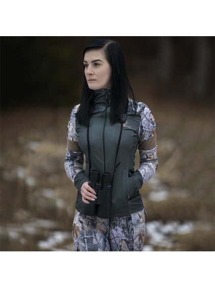 Khaki dámska funkčná mikina na zips