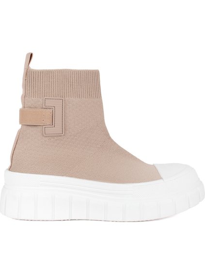 Béžové vysoké členkové topánky na platforme