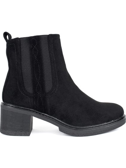 Čierne semišové členkové topánky na stĺpiku