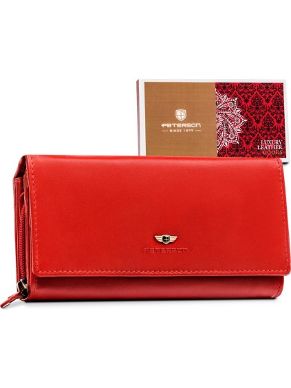 Peterson Červená hladká kožená peňaženka Y359