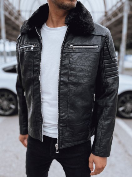 Pánska čierna koženková bunda