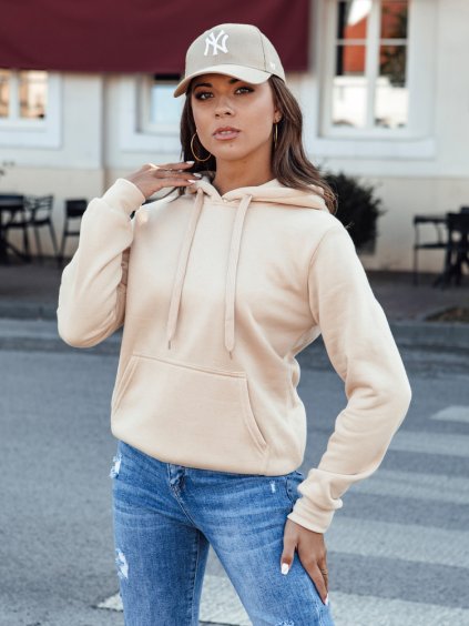 Krémová dámska mikina s kapucňou BASIC