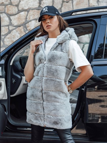 Sivá dámska kožúšková vesta ASHTON