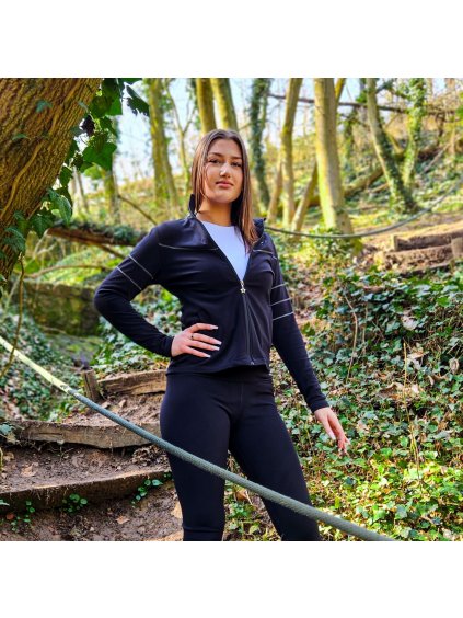 Čierna dámska mikina so striebornými detailmi