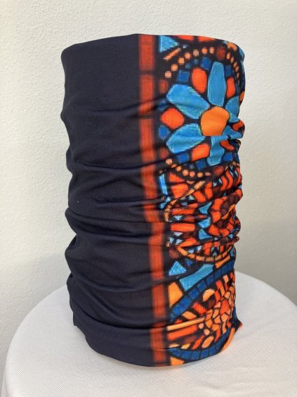 Čierny dámsky nákrčník s potlačou mandaly