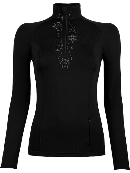 Čierny dámsky elegantný rolák zdobený kamienkami