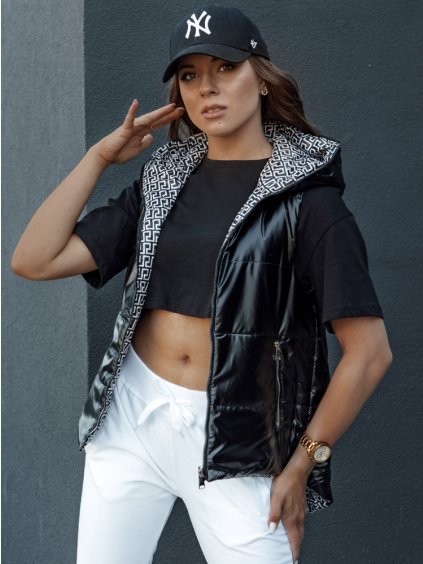 Čierna dámska obojstranná prešívaná vesta ICONVEST