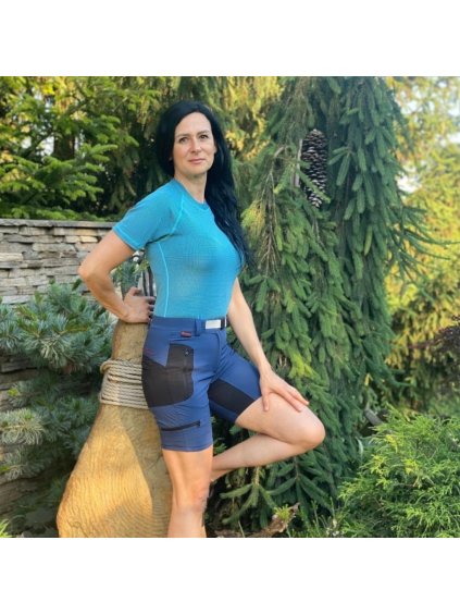 Modro-čierne dámske funkčné outdoorové kraťase