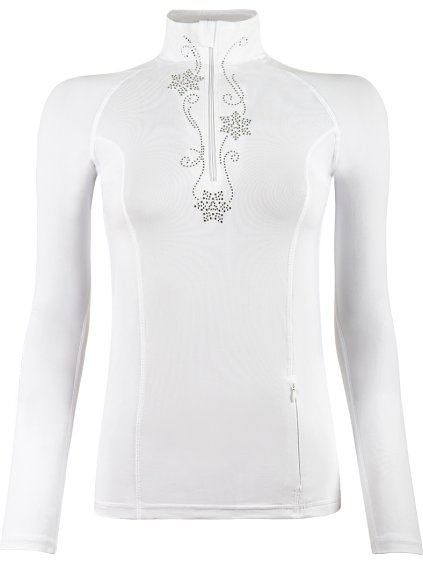 Biely dámsky funkčný rolák zdobený kamienkami