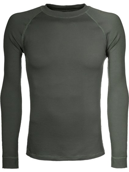 Khaki pánske vlnené tričko s dlhým rukávom