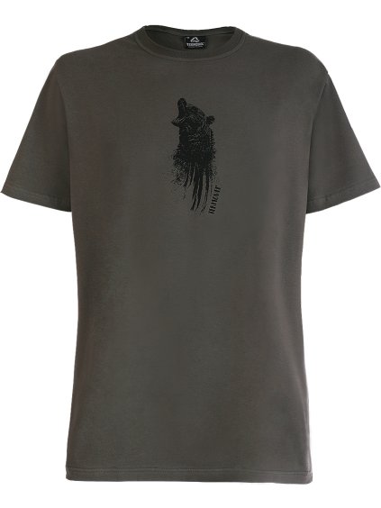 Tmavozelené pánske tričko s potlačou medvedej hlavy