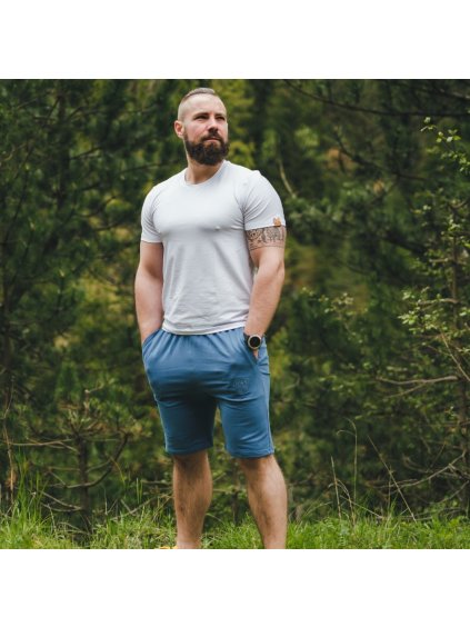 Modré pánske teplákové funkčné kraťase
