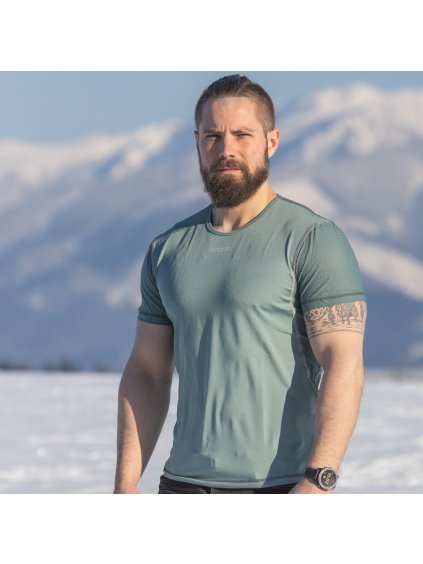 Pánske funkčné zelené tričko s krátkym rukávom