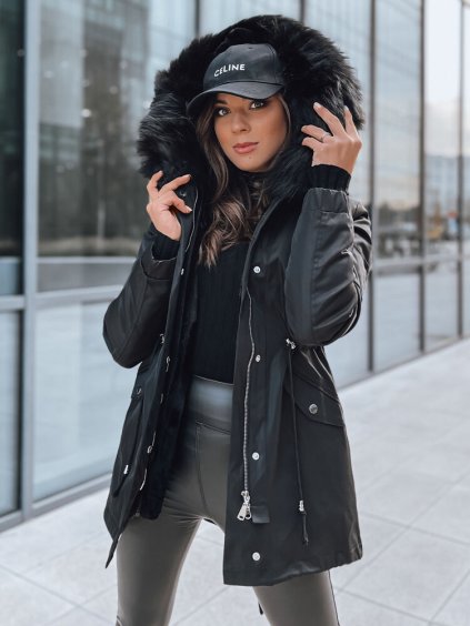 Celočierna vyteplená zimná parka GARNET