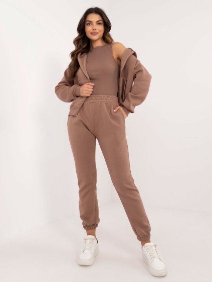 Hnedá 3dielna tepláková súprava s nápisom BABY GIRL