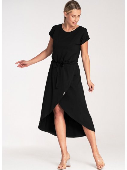 Dámske čierne ležérne viskózové šaty