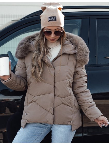 Dámska zimná svetlohnedá prešívaná bunda FIXMIX