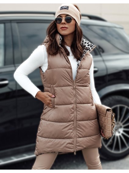 Béžová dámska obojstranná vesta ELEGANCIO