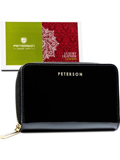 Peterson čierna kožená lakovaná peňaženka Y698
