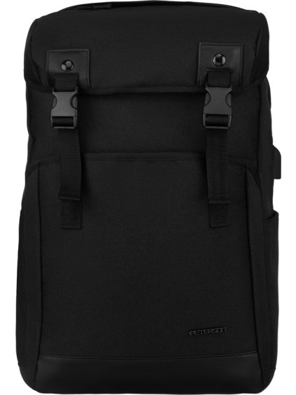 Čierny športový batoh na notebook s praktickými vreckami Peterson