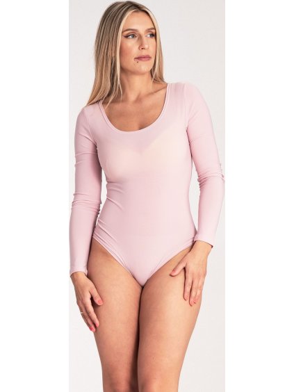 Svetloružové dámske body s výstrihom